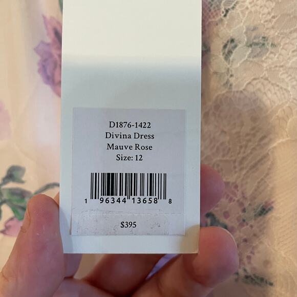 NWT LoveShackFancy Divina Floral Print Mini Dress size 12 in Mauve Rose - Picture 6 of 16